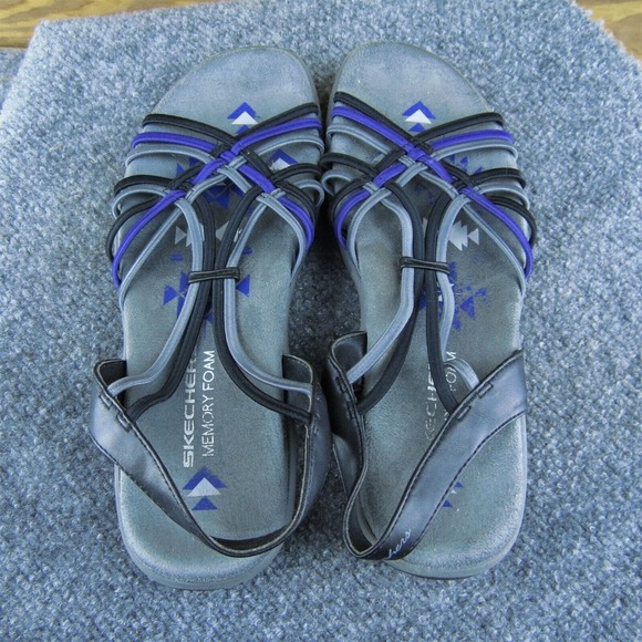 Skechers Memory Foam‎ Women Strappy Sandal Shoes Gray Synthetic Size 8 Medium - Picture 6 of 10